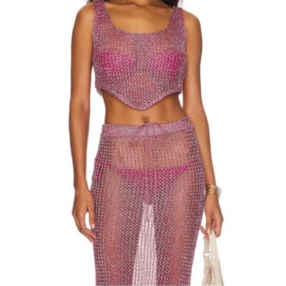 Superdown // Gabiji Skirt Set (metallic pink) - Picture 2 of 6